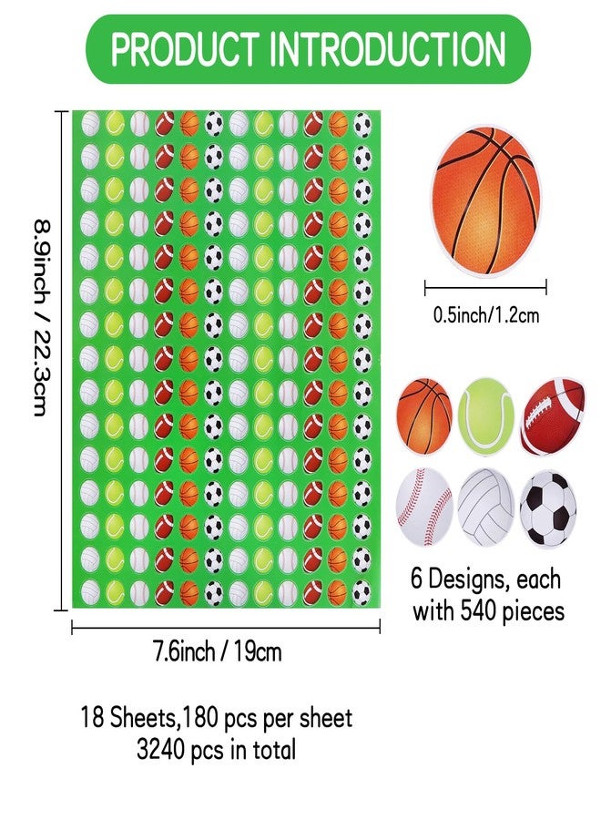 Vuzvuv 3240 Pcs Sports Balls Stickers for Student Reward Chore Chart Board,Soccer Tennis Small Ball Basketball Football Baseball Stickers for Home School Themed Party Decor - Image 2